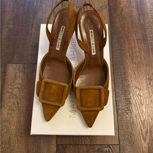 Manolo Blahnik Tan Suede Heels